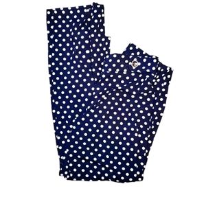 Ashley Blue Womens Stretch Pull On Blue & White Polka-Dot Pants Petite Small